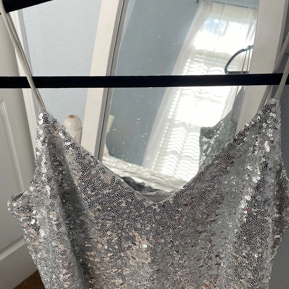 Silver and Pink Sequin dress - Picture 3 of 5